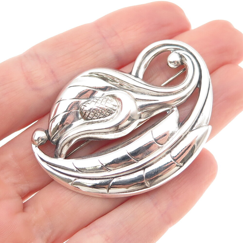 925 Sterling Silver Vintage Calla Lily Floral Oxidized Pin Brooch